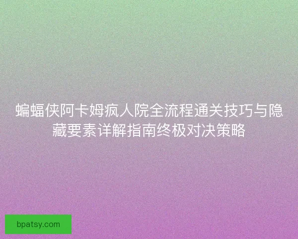 蝙蝠侠阿卡姆疯人院全流程通关技巧与隐藏要素详解指南终极对决策略