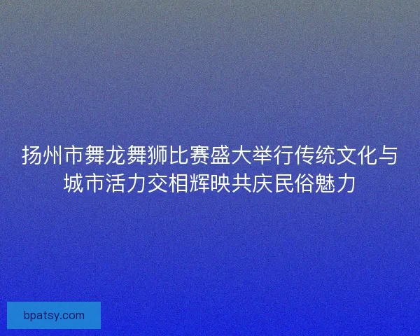 扬州市舞龙舞狮比赛盛大举行传统文化与城市活力交相辉映共庆民俗魅力